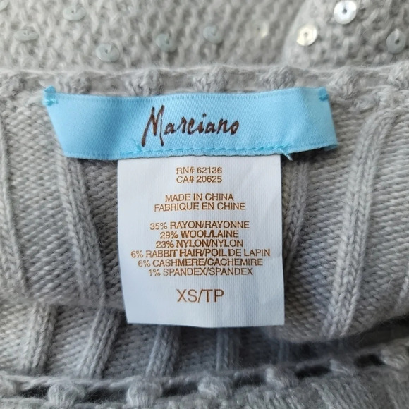 Marciano Cashmere Wool Rabit Sequin Gray Bubble Long Sleeve Sweater Dress XS - Picture 9 of 13